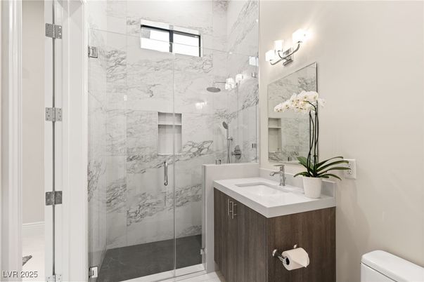 Bathroom, Glass Shower, Interior, Marble Walls