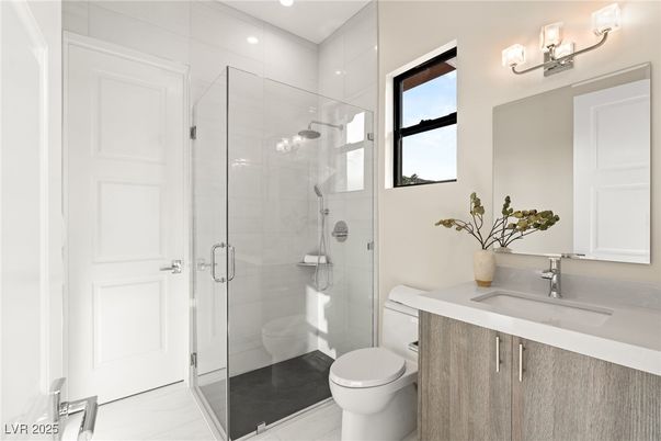 Bathroom, Glass Shower, Interior, Recessed Lighting