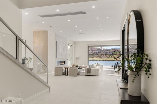 Fireplace, Interior, Living room, Recessed Lighting, Water