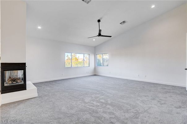 Empty room, Fireplace, Interior, Recessed Lighting