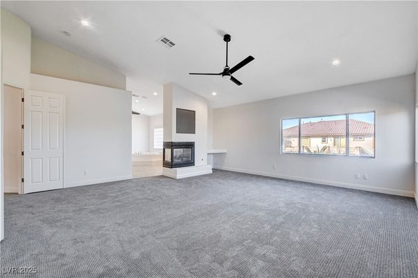 Empty room, Fireplace, Interior, Recessed Lighting