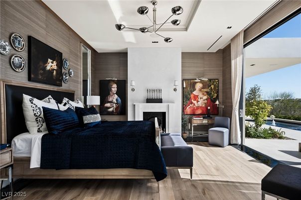 Fireplace, Interior, Living room, Pendant Lights, Wood Texture Flooring, Wooden Walls
