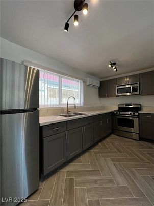 Interior, Kitchen, Stainless Steel Appliances, Wood Texture Flooring
