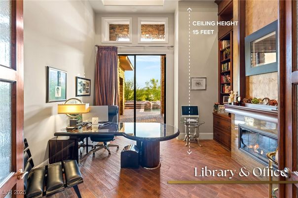 Fireplace, Home Office, Interior, Wood Texture Flooring