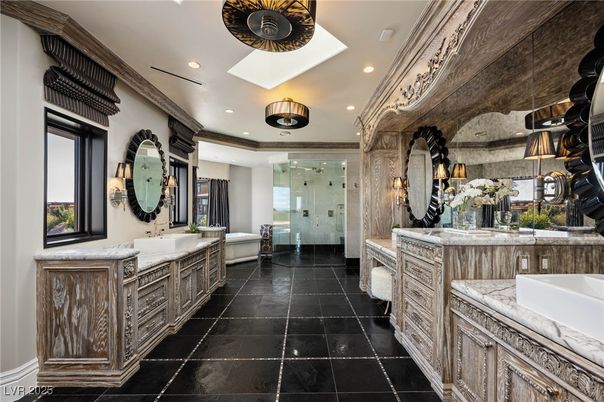 Bathroom, Dual Sink Vanities, Glass Shower, Interior, Recessed Lighting