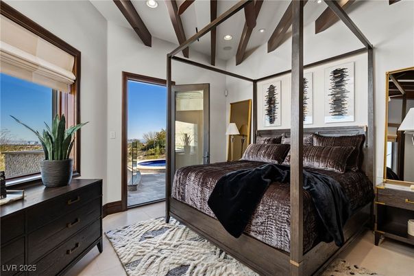 Bedroom, Interior, Recessed Lighting, Wooden Beams