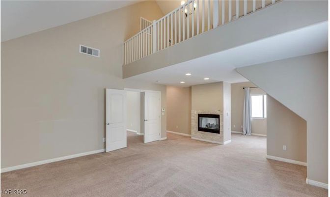 Empty room, Fireplace, Interior, Recessed Lighting