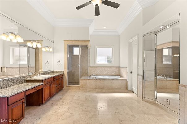 Bathroom, Dual Sink Vanities, Glass Shower, Interior, Recessed Lighting