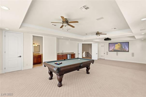 Billiard Table, Game Room, Interior, Recessed Lighting