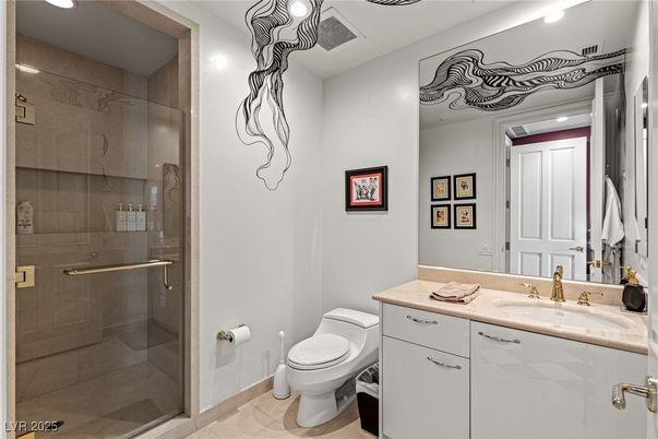 Bathroom, Glass Shower, Interior, Recessed Lighting