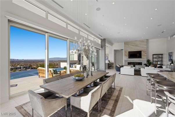 Dining room, Fireplace, Interior, Living room, Pendant Lights, Recessed Lighting