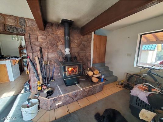 Fireplace, Interior, Stone Walls, Wooden Beams