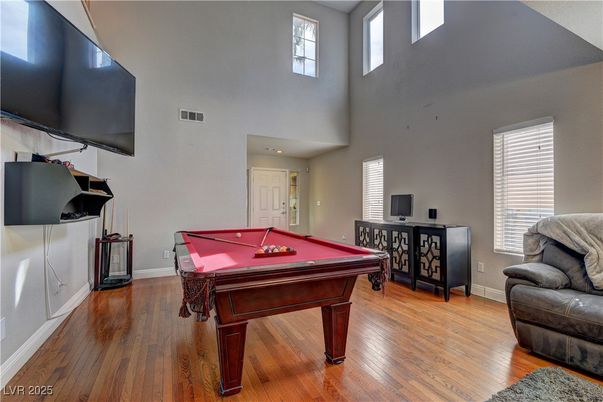 Billiard Table, Game Room, Interior, Recessed Lighting, Wood Texture Flooring