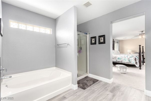 Bathroom, Bedroom, Glass Shower, Interior, Wood Texture Flooring