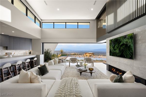 Fireplace, Interior, Living room, Recessed Lighting, Water