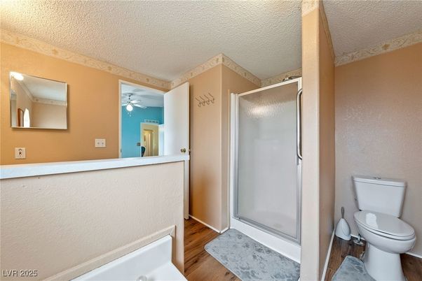 Bathroom, Glass Shower, Interior, Wood Texture Flooring
