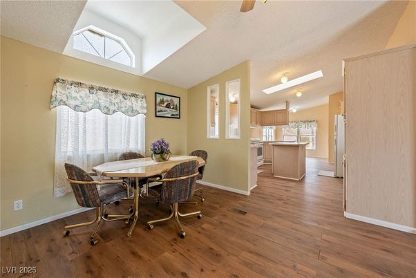 Dining room, Interior, Kitchen, Recessed Lighting, Wood Texture Flooring