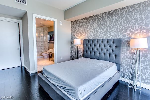 Bedroom, Interior, Stone Walls, Wood Texture Flooring