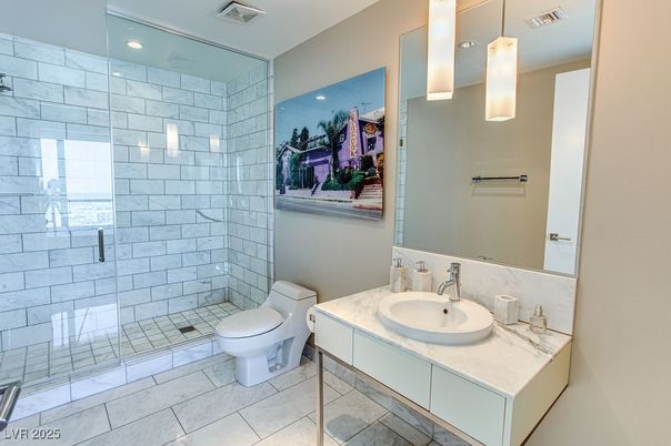 Bathroom, Glass Shower, Interior, Pendant Lights, Recessed Lighting