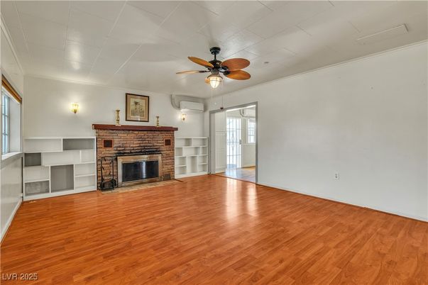 Empty room, Fireplace, Interior, Wood Texture Flooring