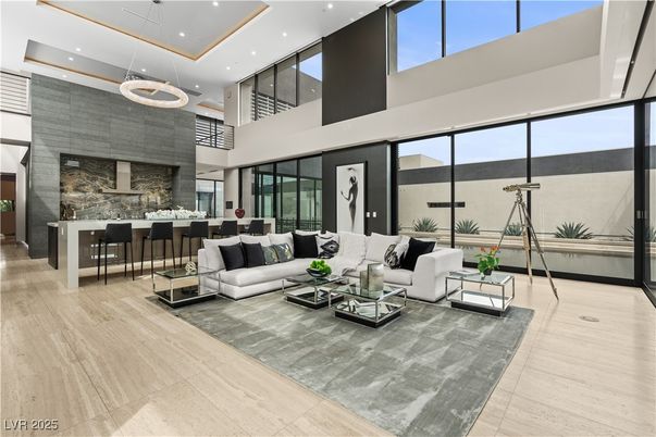 Interior, Living room, Pendant Lights, Recessed Lighting, Wood Texture Flooring
