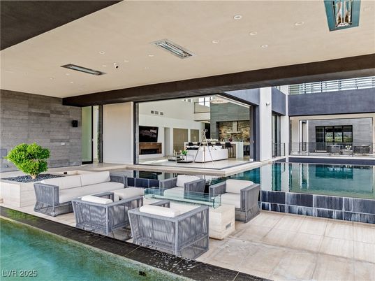 Interior, Pool, Recessed Lighting, Stone Walls