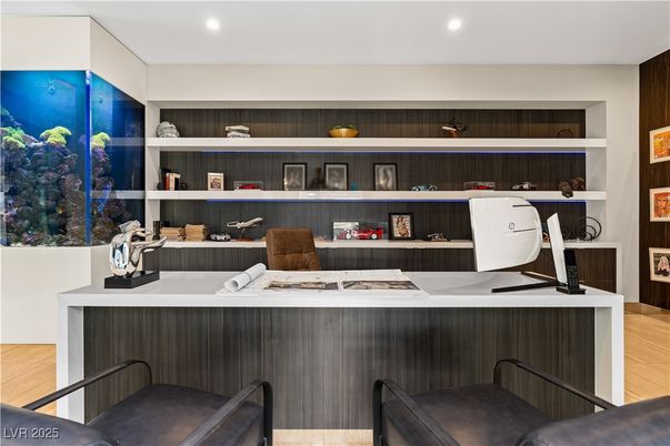 Home Office, Interior, Recessed Lighting, Wood Texture Flooring