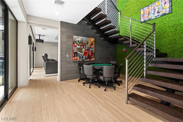 Home Office, Interior, Recessed Lighting, Stone Walls