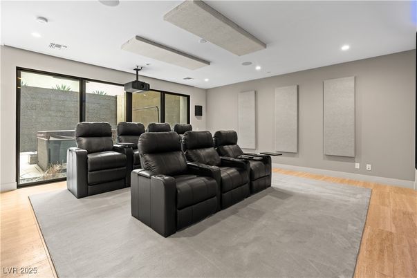 Home Theatre Room, Interior, Recessed Lighting, Theatre Room, Wood Texture Flooring