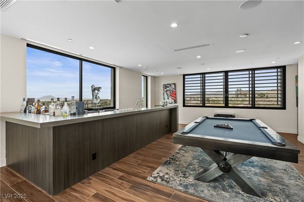 Billiard Table, Game Room, Interior, Recessed Lighting, Wood Texture Flooring