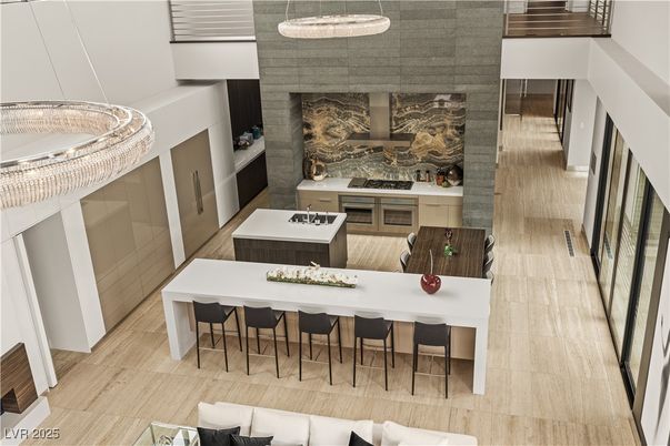 Dining room, Fireplace, Interior, Living room, Stone Walls, Wood Texture Flooring