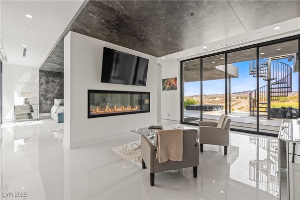Fireplace, Interior, Living room, Recessed Lighting, Water