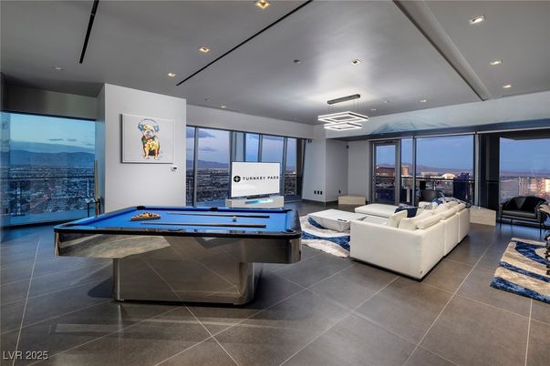 Billiard Table, Game Room, Interior, Living room, Pendant Lights, Recessed Lighting