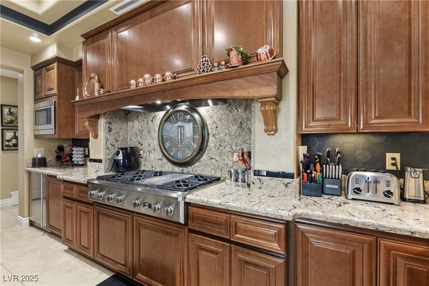 Interior, Kitchen, Recessed Lighting, Stone Walls