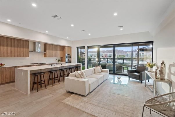 Interior, Kitchen, Living room, Recessed Lighting, Wood Texture Flooring