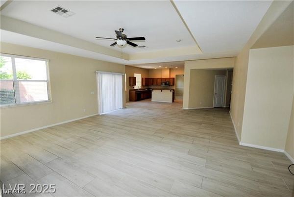 Empty room, Interior, Kitchen, Recessed Lighting, Wood Texture Flooring