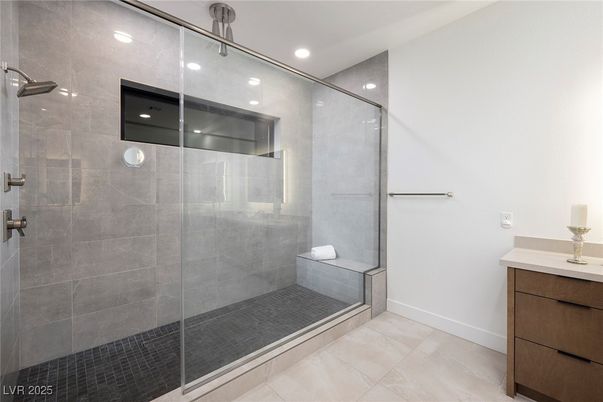 Bathroom, Glass Shower, Interior, Recessed Lighting