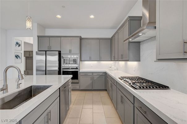 Interior, Kitchen, Pendant Lights, Recessed Lighting, Stainless Steel Appliances