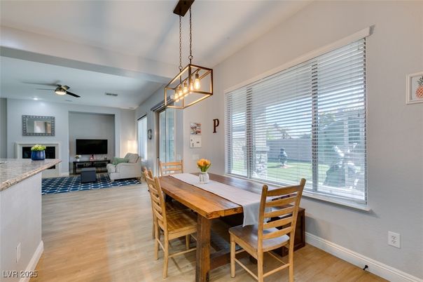 Dining room, Interior, Living room, Pendant Lights, Wood Texture Flooring