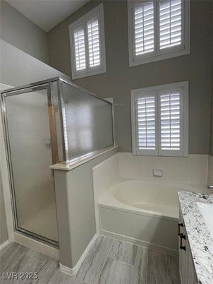 Bathroom, Glass Shower, Interior, Wood Texture Flooring