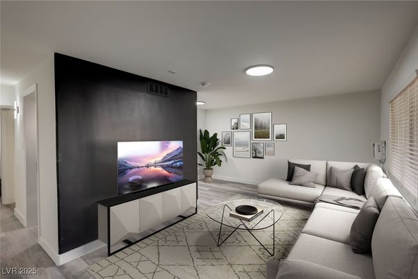 Interior, Living room, Recessed Lighting, Wood Texture Flooring