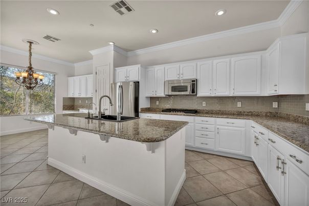 Chandelier, Interior, Kitchen, Pendant Lights, Recessed Lighting, Stainless Steel Appliances
