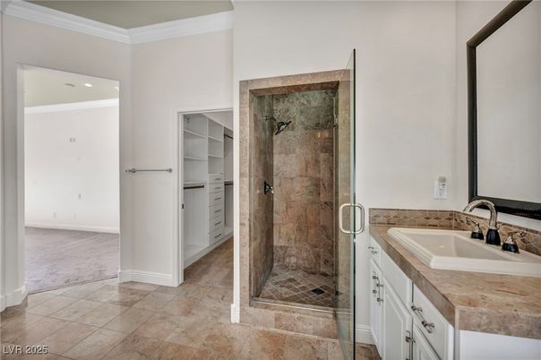 Bathroom, Glass Shower, Interior, Recessed Lighting