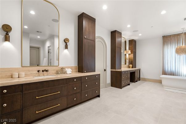 Bathroom, Dual Sink Vanities, Free Standing Baths, Interior, Recessed Lighting