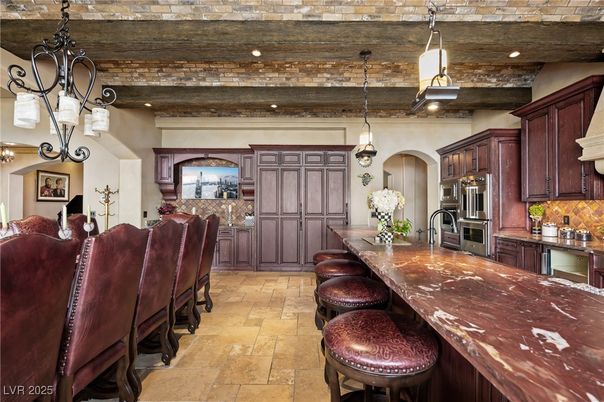 Interior, Kitchen, Pendant Lights, Recessed Lighting, Stainless Steel Appliances, Wooden Beams, Wooden Ceilings