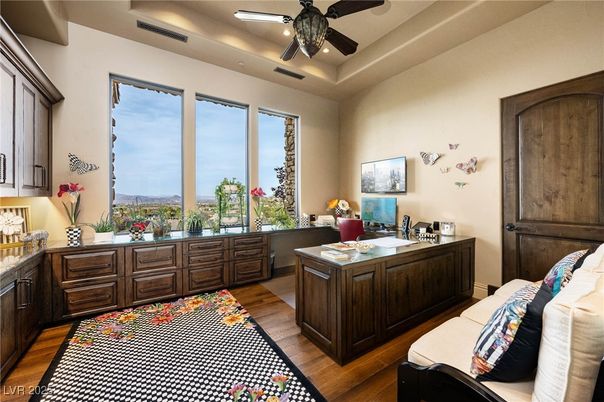 Home Office, Interior, Recessed Lighting, Wood Texture Flooring