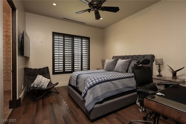 Bedroom, Home Office, Interior, Recessed Lighting, Wood Texture Flooring