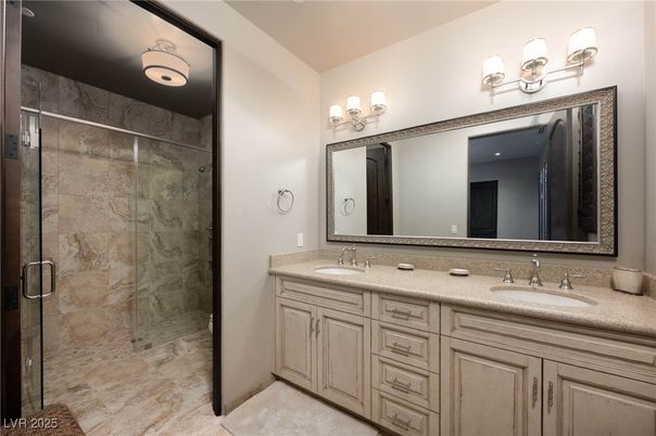 Bathroom, Dual Sink Vanities, Glass Shower, Interior