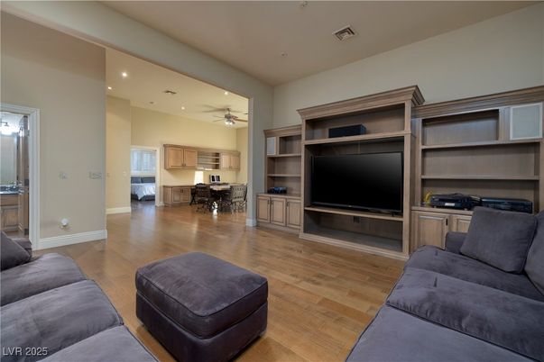 Interior, Kitchen, Living room, Recessed Lighting, Wood Texture Flooring