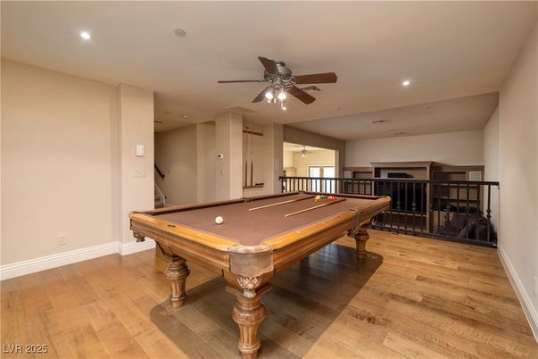 Billiard Table, Game Room, Interior, Recessed Lighting, Wood Texture Flooring